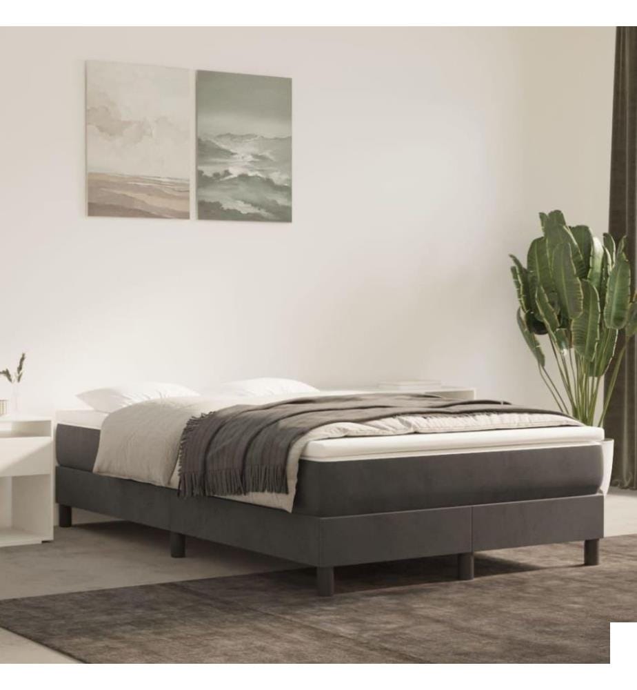 Lit à sommier tapissier et matelas Gris foncé 120x200cm Velours