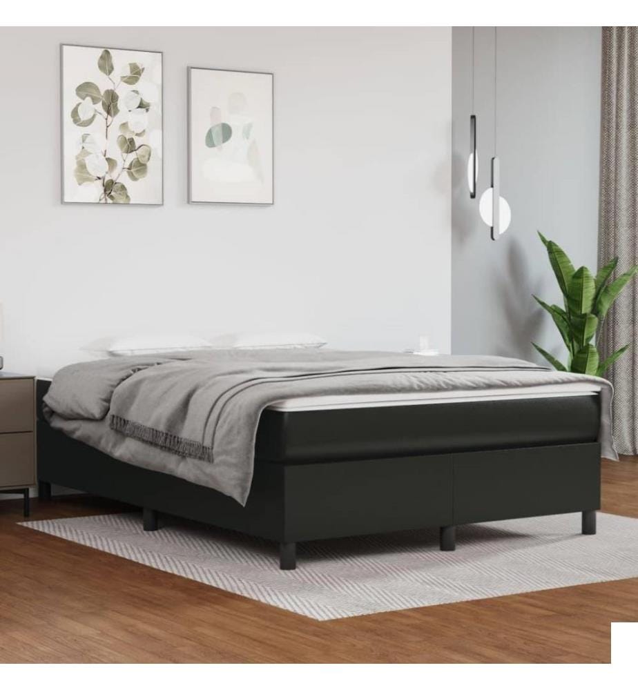 Lit à sommier tapissier avec matelas Noir 140x190 cm Similicuir