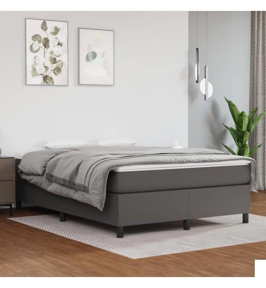 Lit à sommier tapissier avec matelas Gris 140x200 cm Similicuir