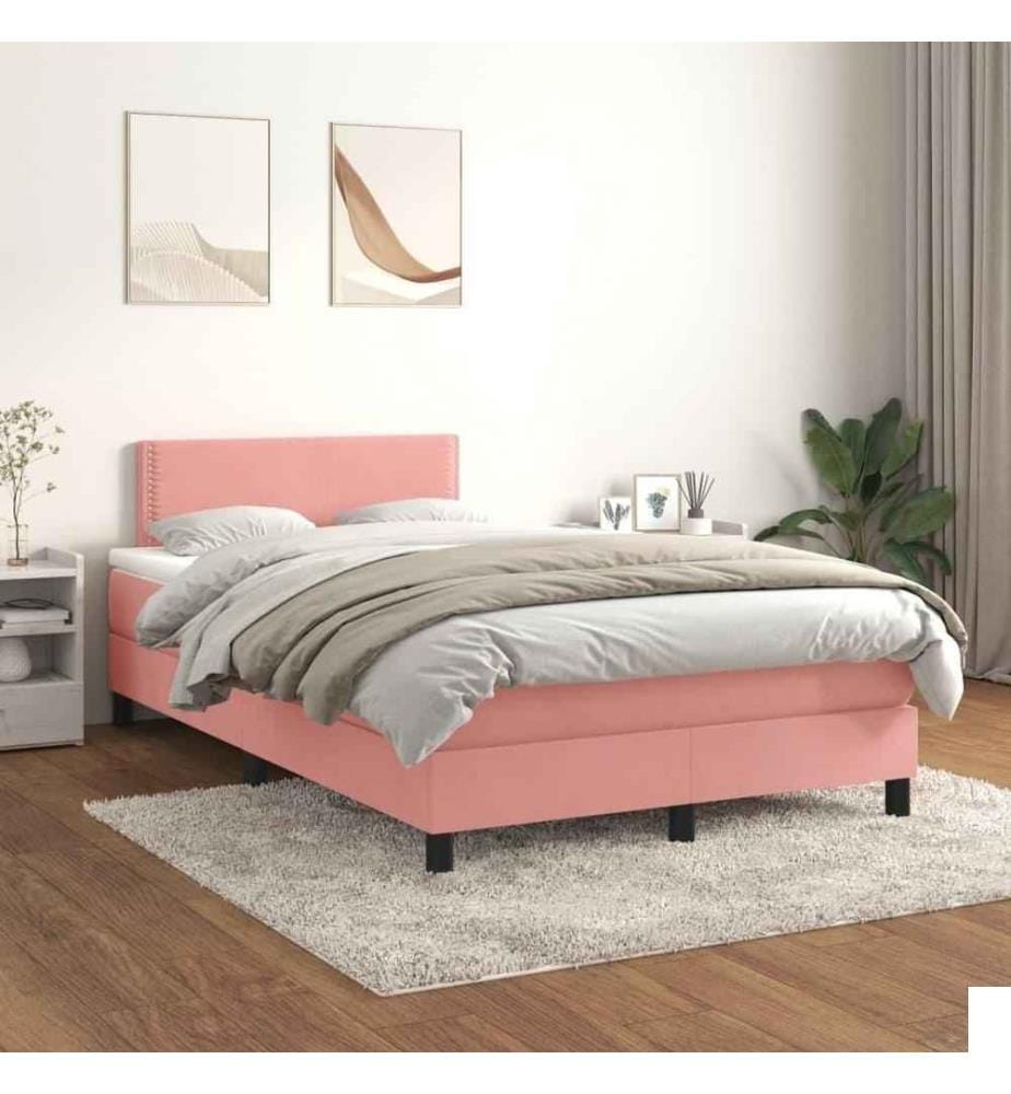 Lit à sommier tapissier avec matelas Rose 120x200 cm Velours