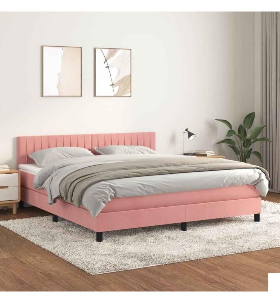 Lit à sommier tapissier avec matelas Rose 180x200 cm Velours