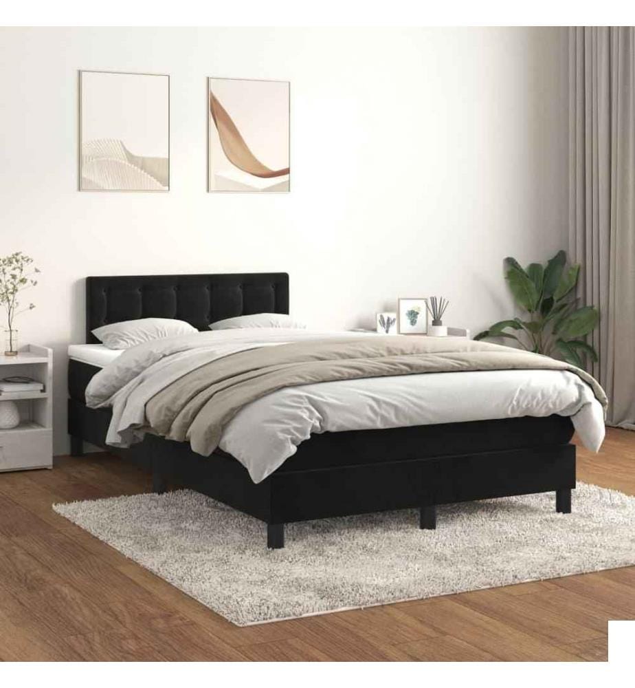 Lit à sommier tapissier avec matelas Noir 120x200 cm Velours