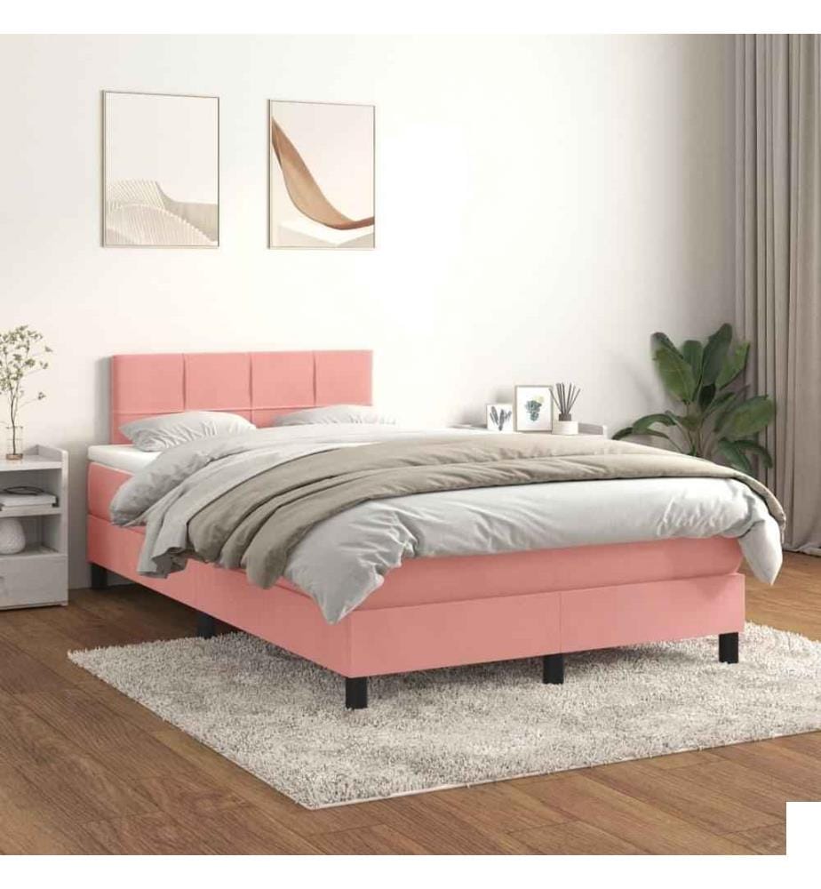 Lit à sommier tapissier avec matelas Rose 120x200 cm Velours