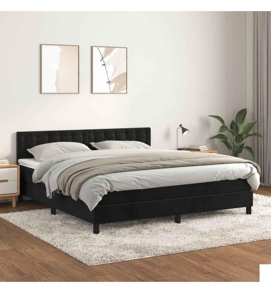 Lit à sommier tapissier avec matelas Noir 180x200 cm Velours