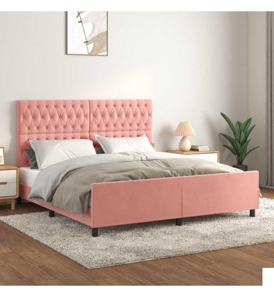 Cadre de lit avec tête de lit Rose 180x200 cm Velours