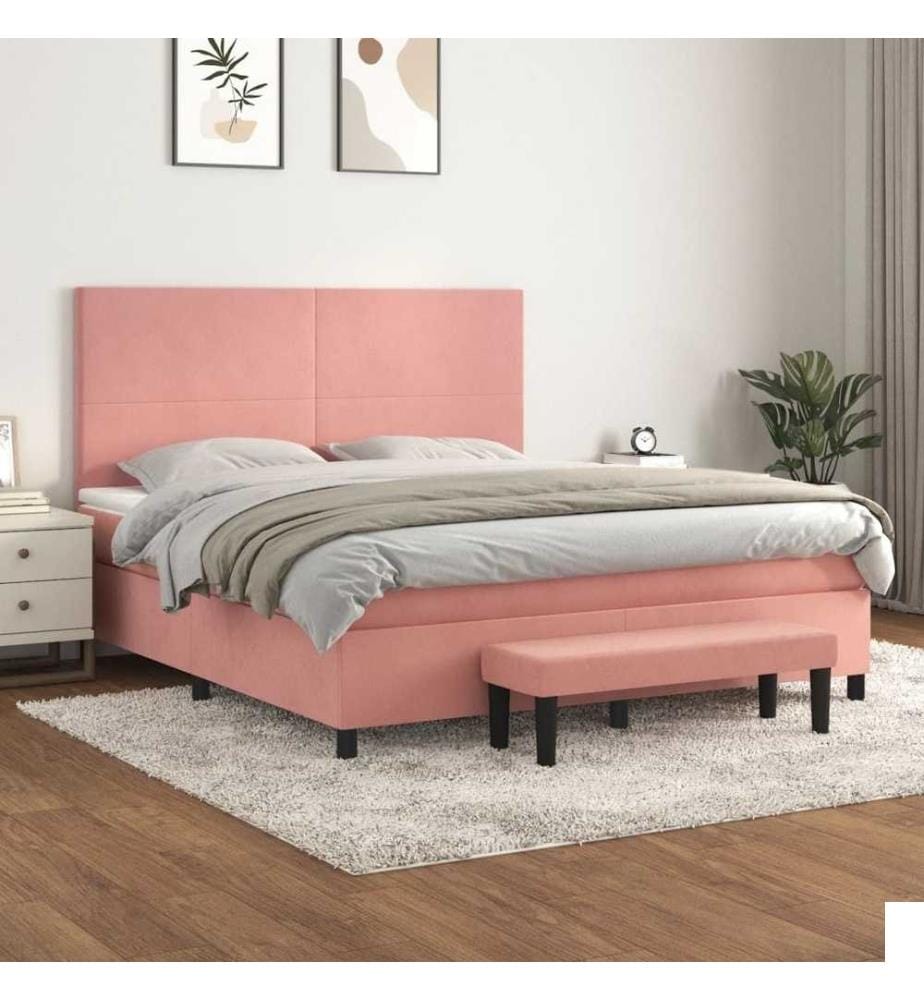 Lit à sommier tapissier avec matelas Rose 180x200 cm Velours