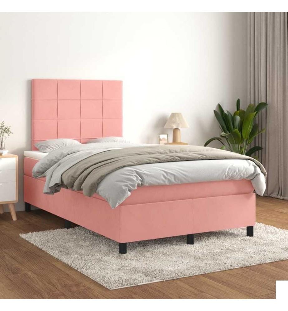 Lit à sommier tapissier avec matelas Rose 120x200 cm Velours