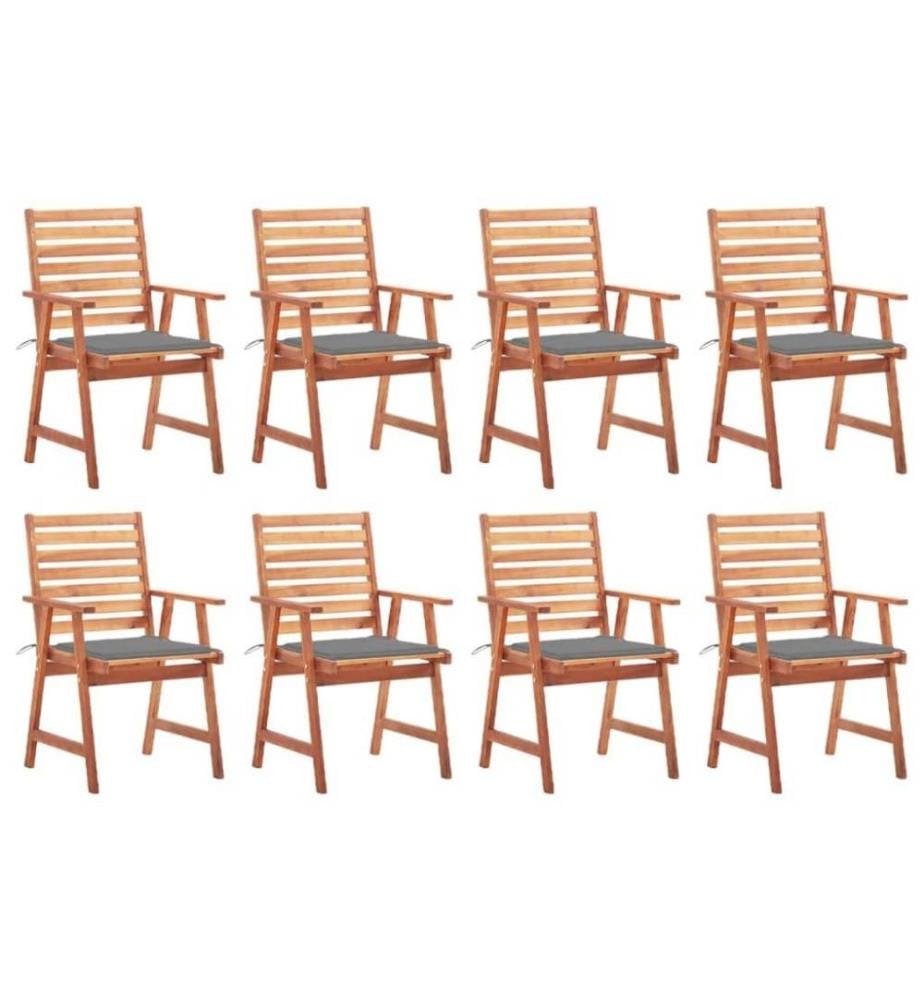 Chaises à dîner d'extérieur 8 pcs avec coussins Acacia massif