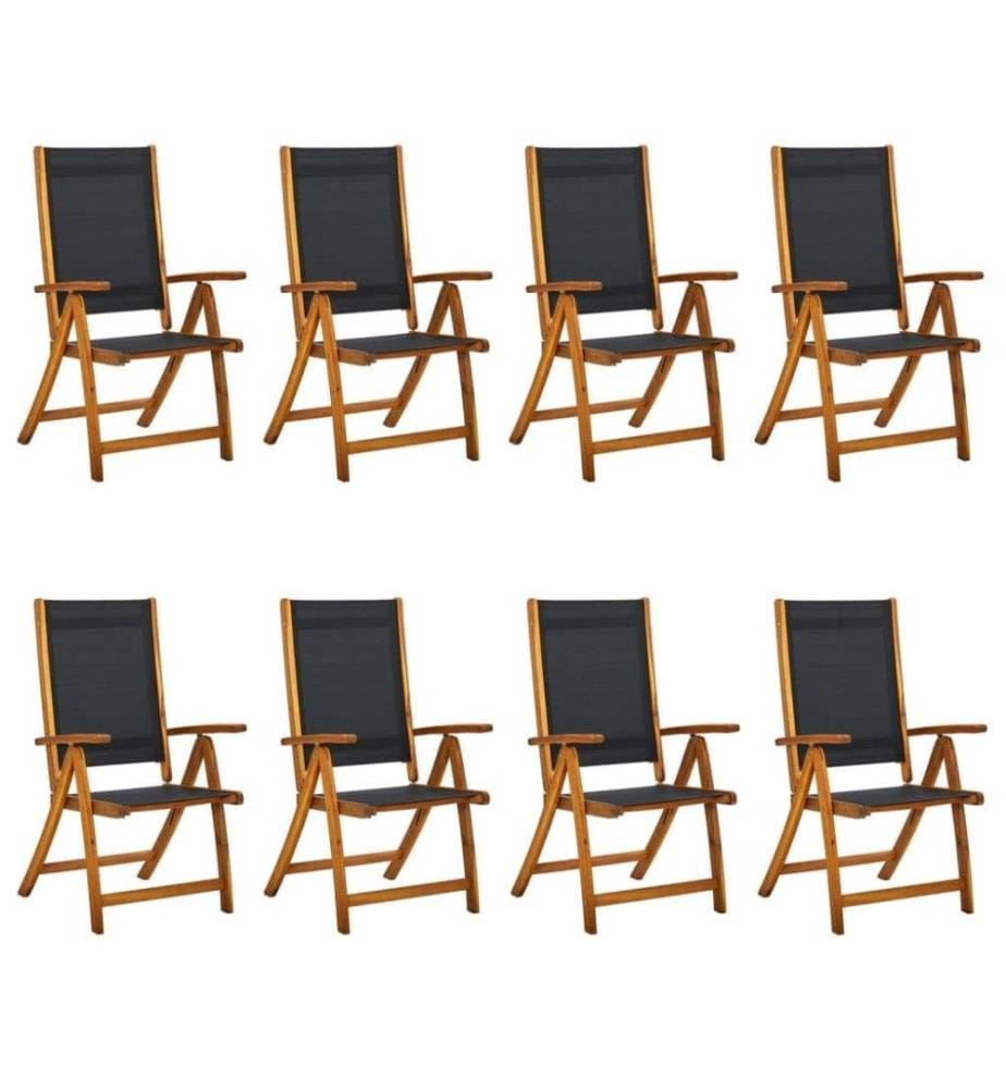 Chaises de jardin pliantes 8 pcs Bois d'acacia massif Textilène