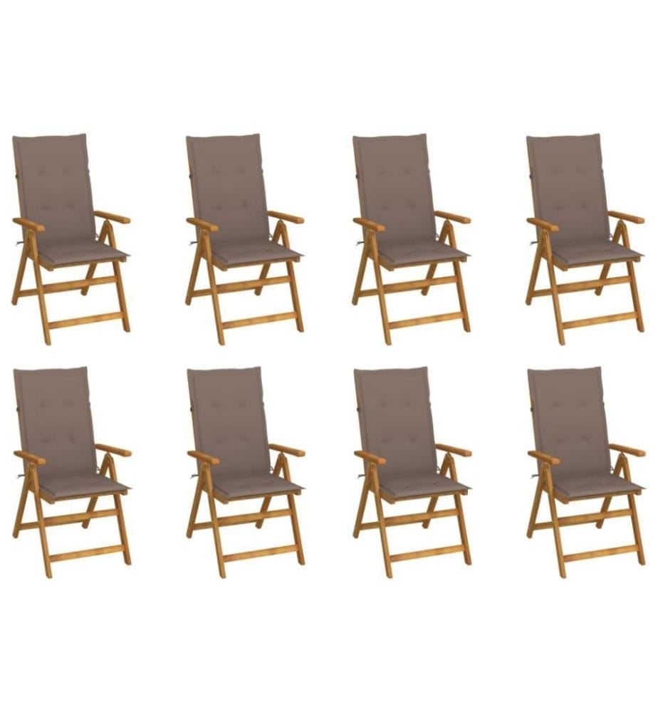 Chaises pliables de jardin avec coussins 8 pcs Bois d'acacia