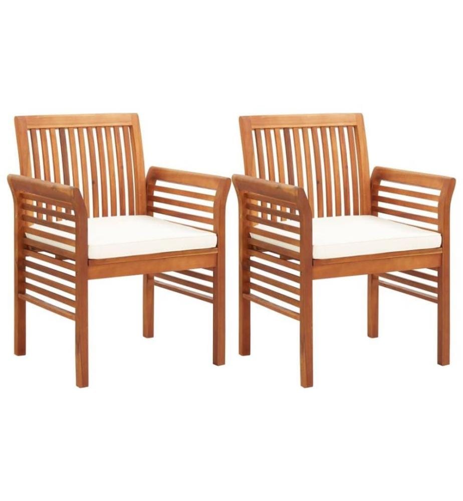 Chaises à dîner de jardin et coussins 2pcs Bois d'acacia massif