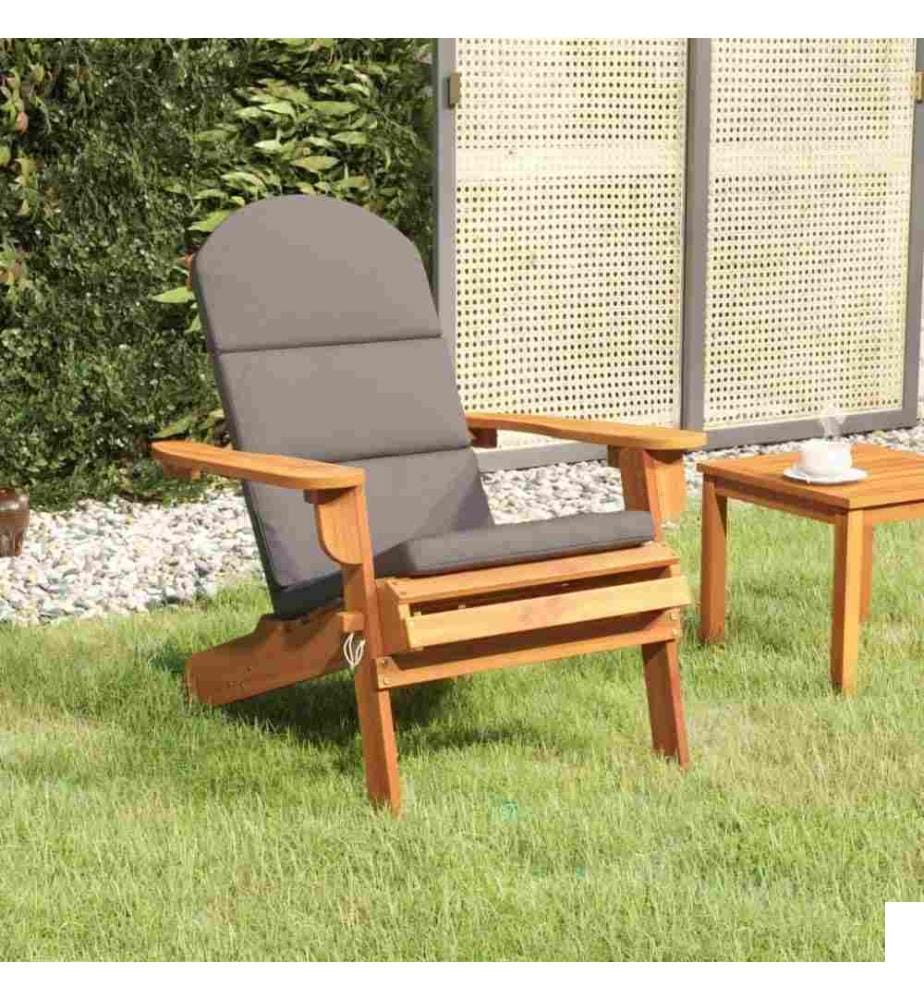 Chaise de jardin Adirondack avec coussins bois massif d'acacia