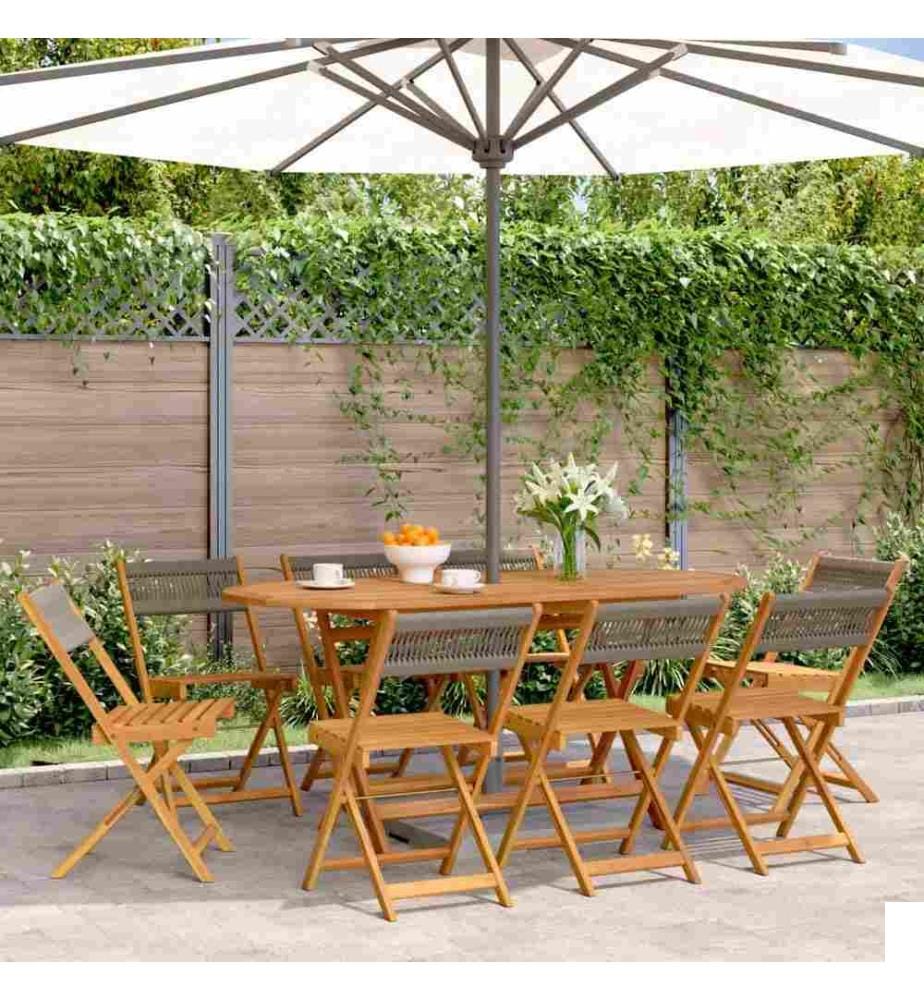 Chaises de jardin pliables lot de 8 gris bois d'acacia massif