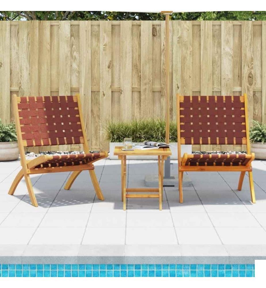 Chaises de jardin pliantes lot de 2 bois d'acacia solide tissu