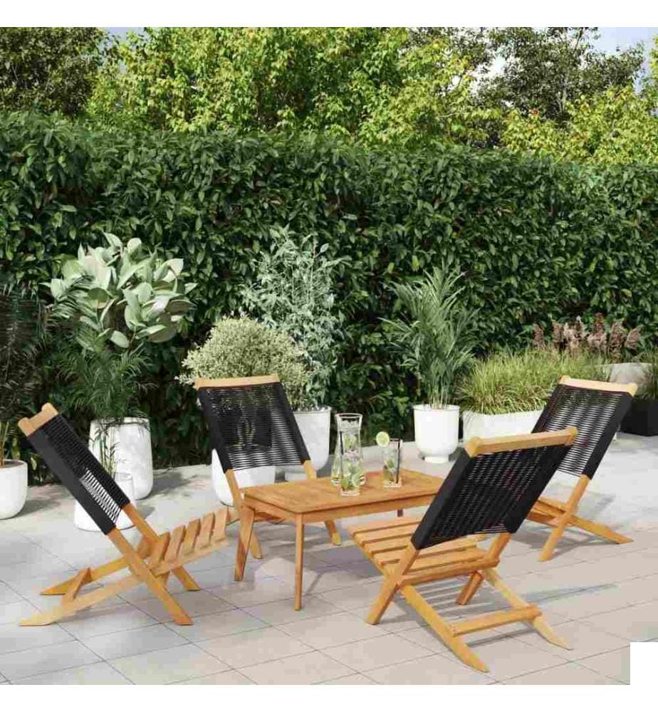 Chaises de jardin pliantes lot de 4 noir bois d'acacia massif