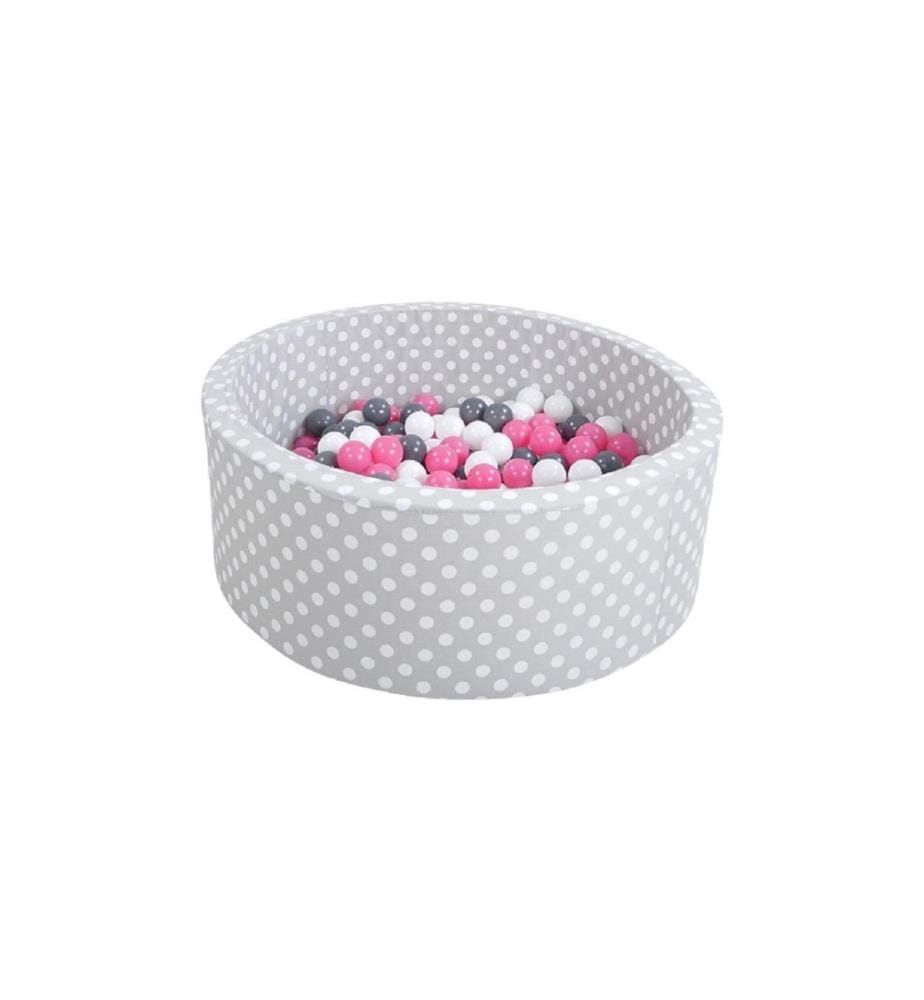 Knorrtoys Piscine à balles Grey White Dots 300 boules creme/grey/rose
