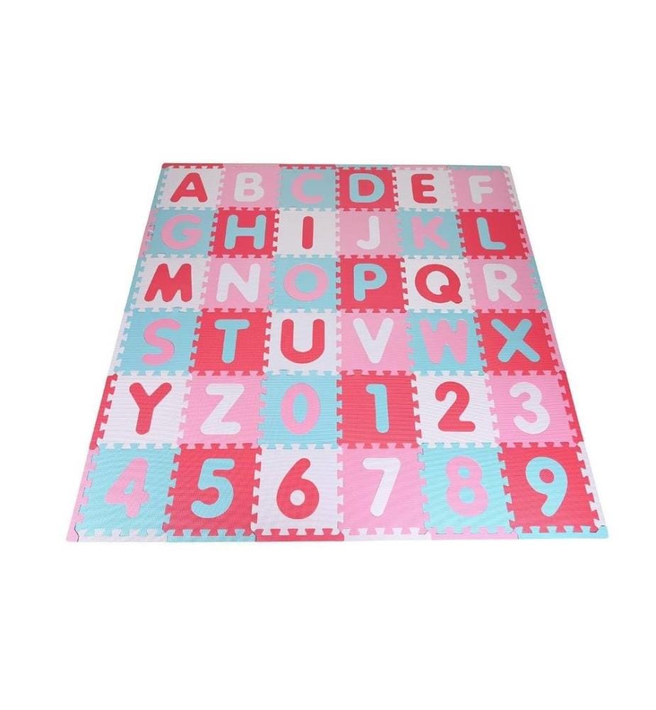 Knorrtoys Tapis de puzzle Alphabet + chiffres rose-rose