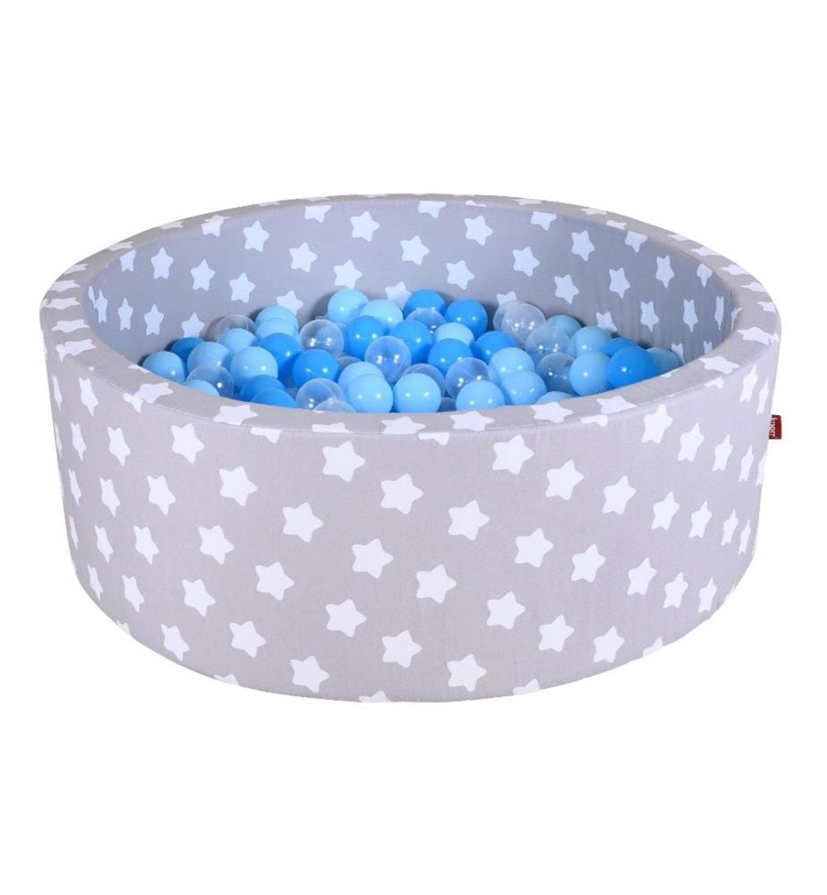 Knorrtoys Piscine à balles Grey White Stars 300 balles blue/blue/transparent