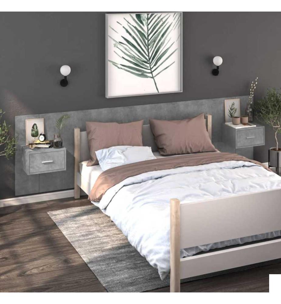 Tables de chevet murales 2 pcs Gris béton