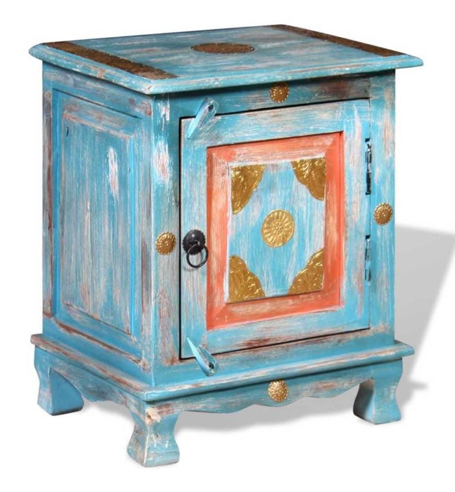 Table de chevet Bois de manguier massif Bleu