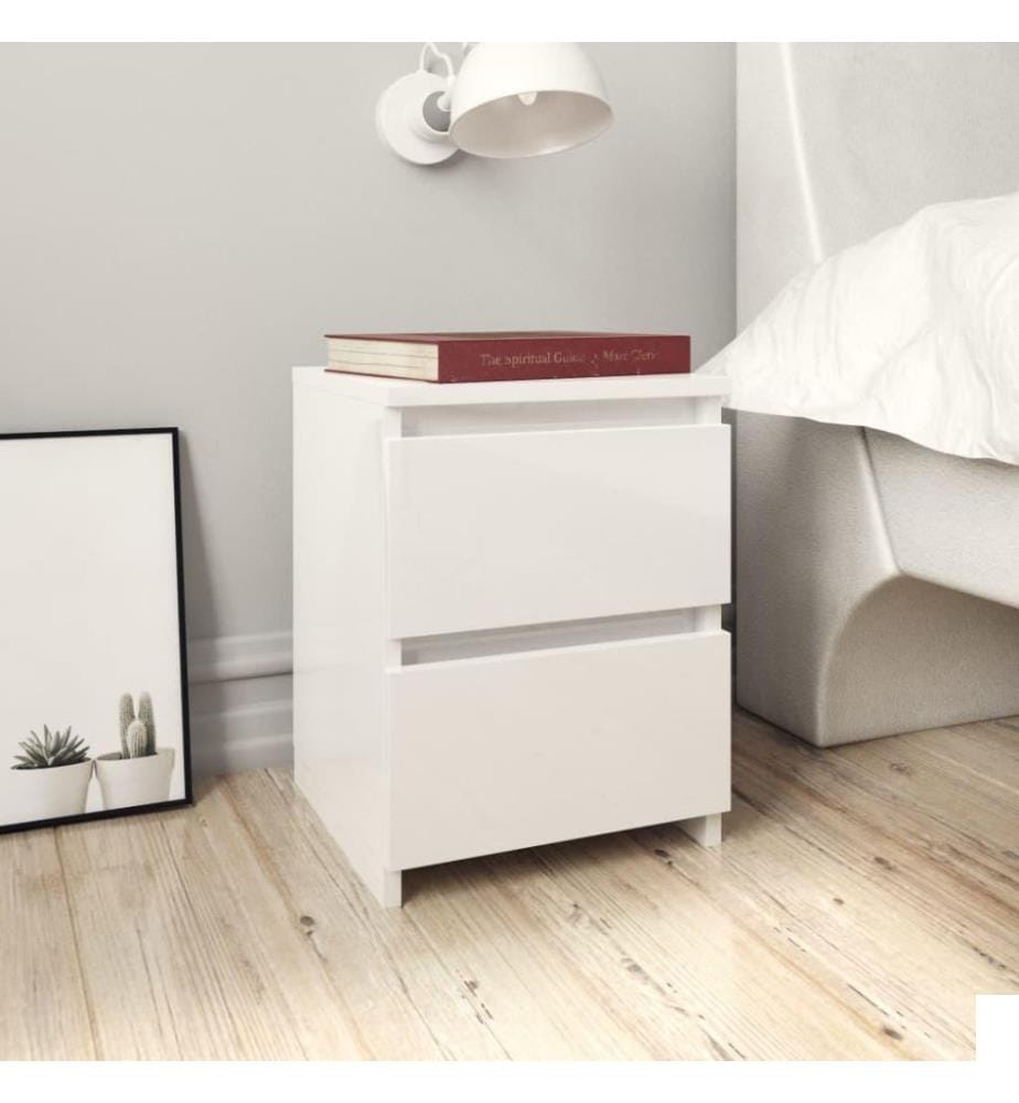 Tables de chevet 2 pcs Blanc brillant 30 x 30 x 40 cm Aggloméré