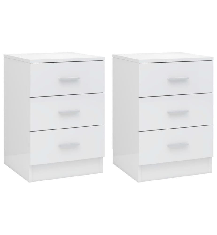 Tables de chevet 2 pcs Blanc brillant 38 x 35 x 56 cm Aggloméré