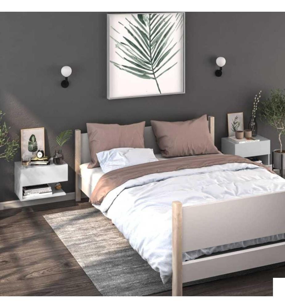 Tables de chevet murales 2 pcs Blanc