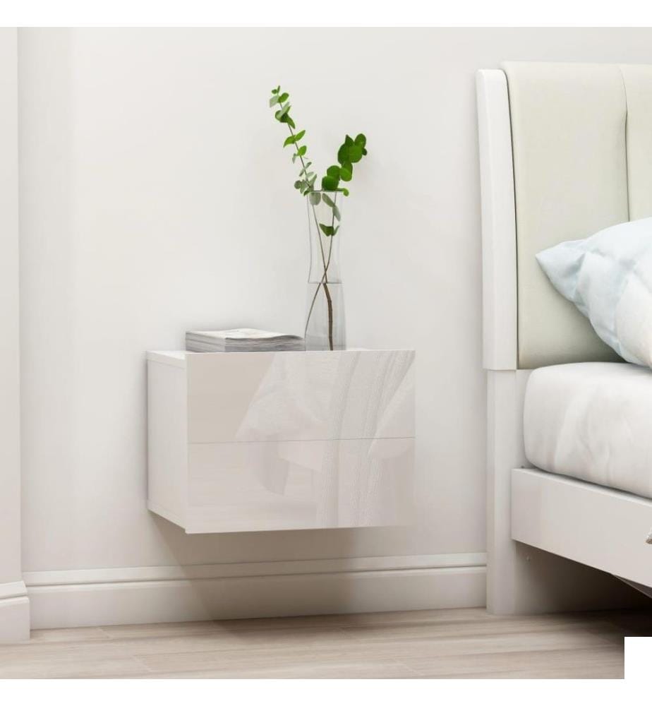Tables de chevet 2 pcs Blanc brillant 40 x 30 x 30 cm Aggloméré