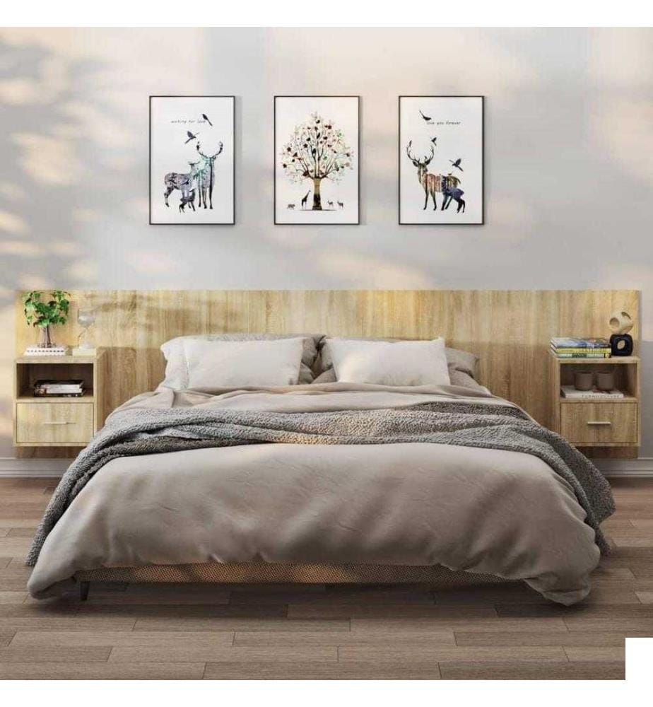 Tables de chevet murales 2 pcs Chêne sonoma