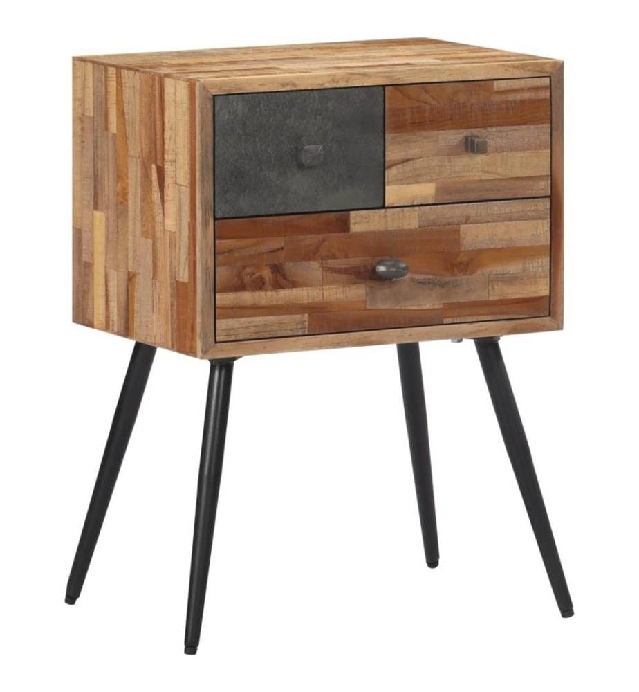 Table de chevet 47x31,5x60 cm bois massif de teck