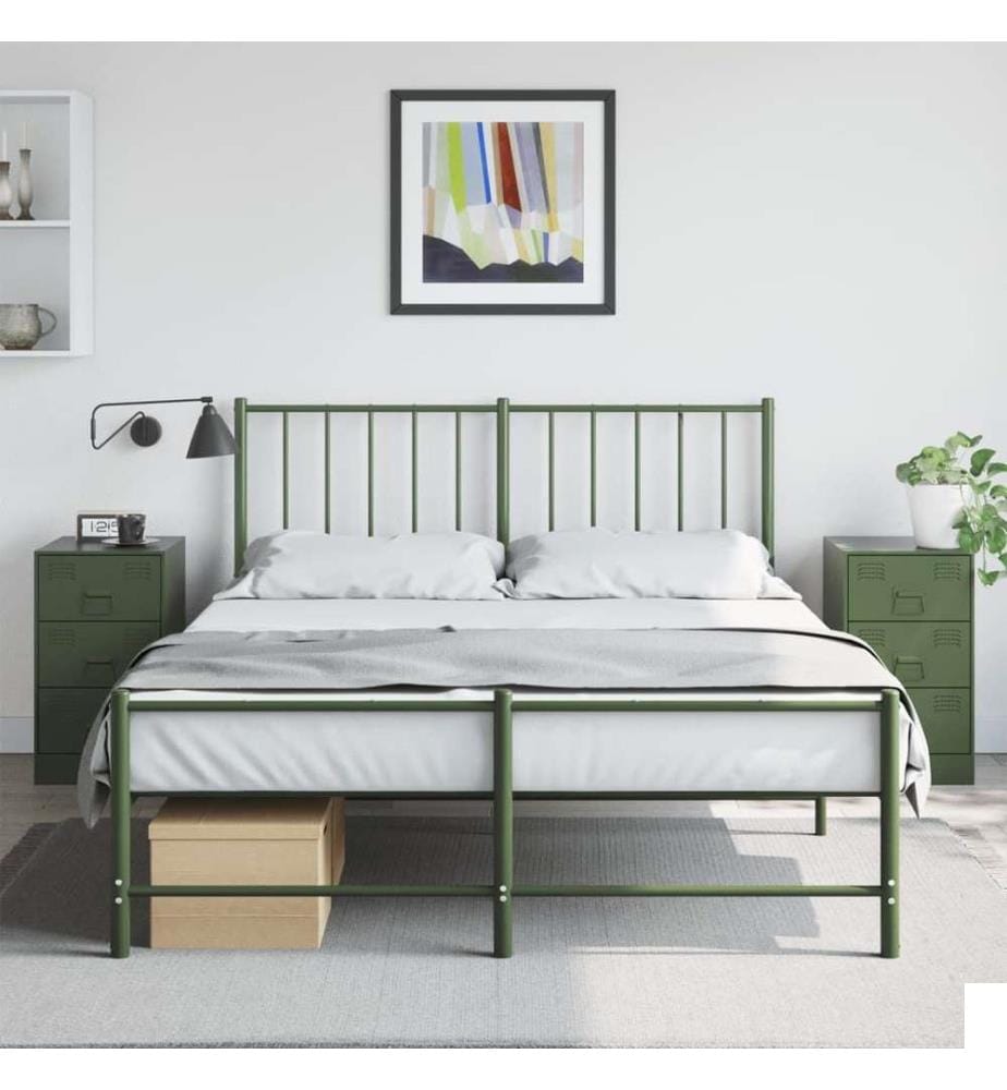 Tables de chevet 2 pcs noir vert olive 34,5x39x62 cm acier