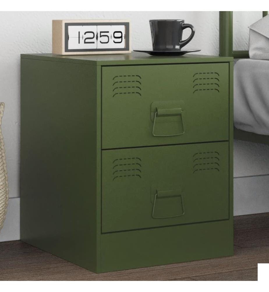 Table de chevet vert 34,5x39x44 cm acier