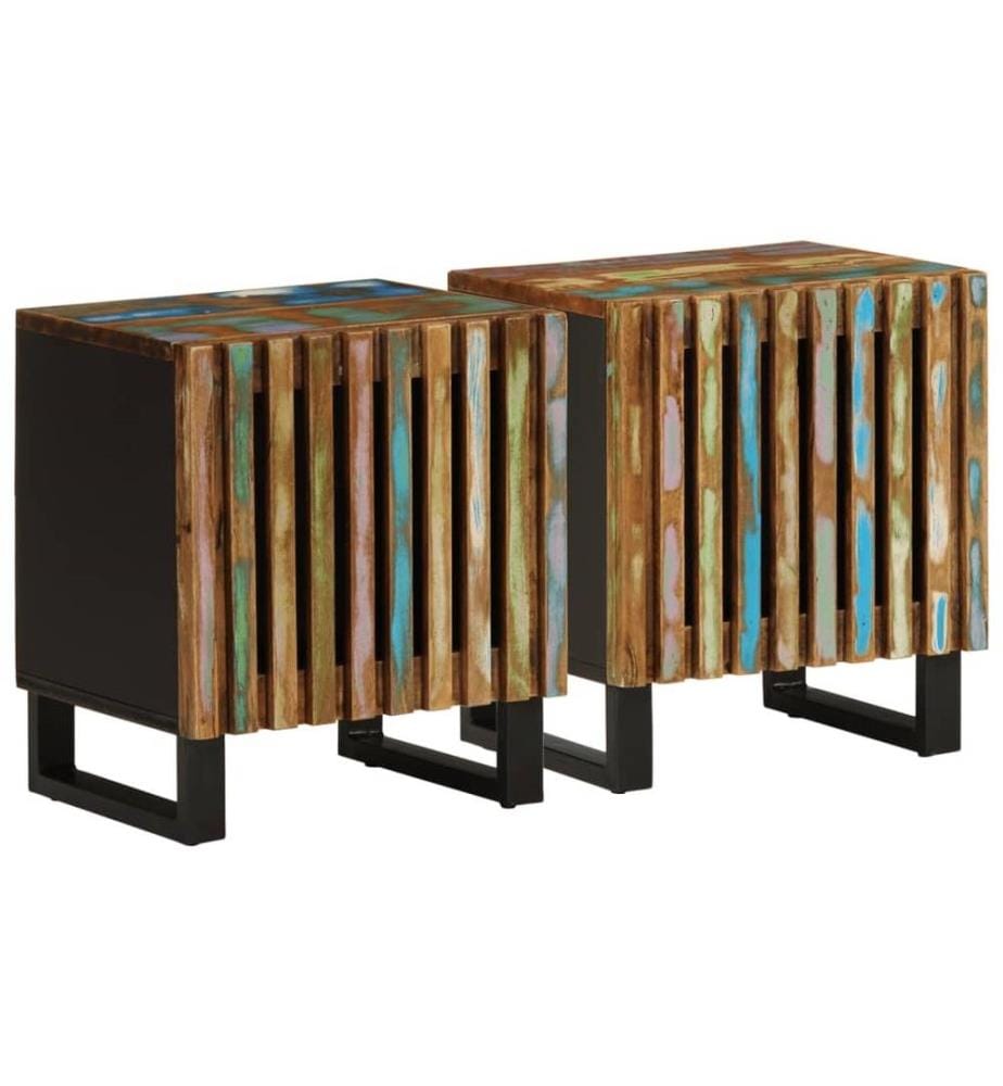 Tables de chevet 2 pcs 40x34x46 cm bois massif de récupération