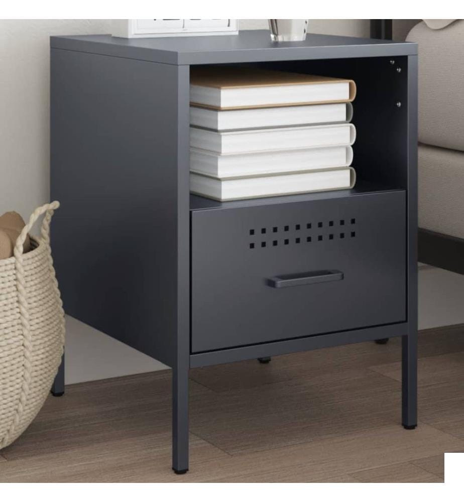 Table de chevet anthracite 36x39x50,5 cm acier laminé à froid