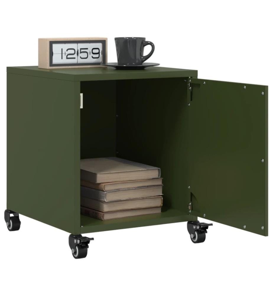 Tables de chevet 2 pcs vert olive 36x39x43,5 cm acier