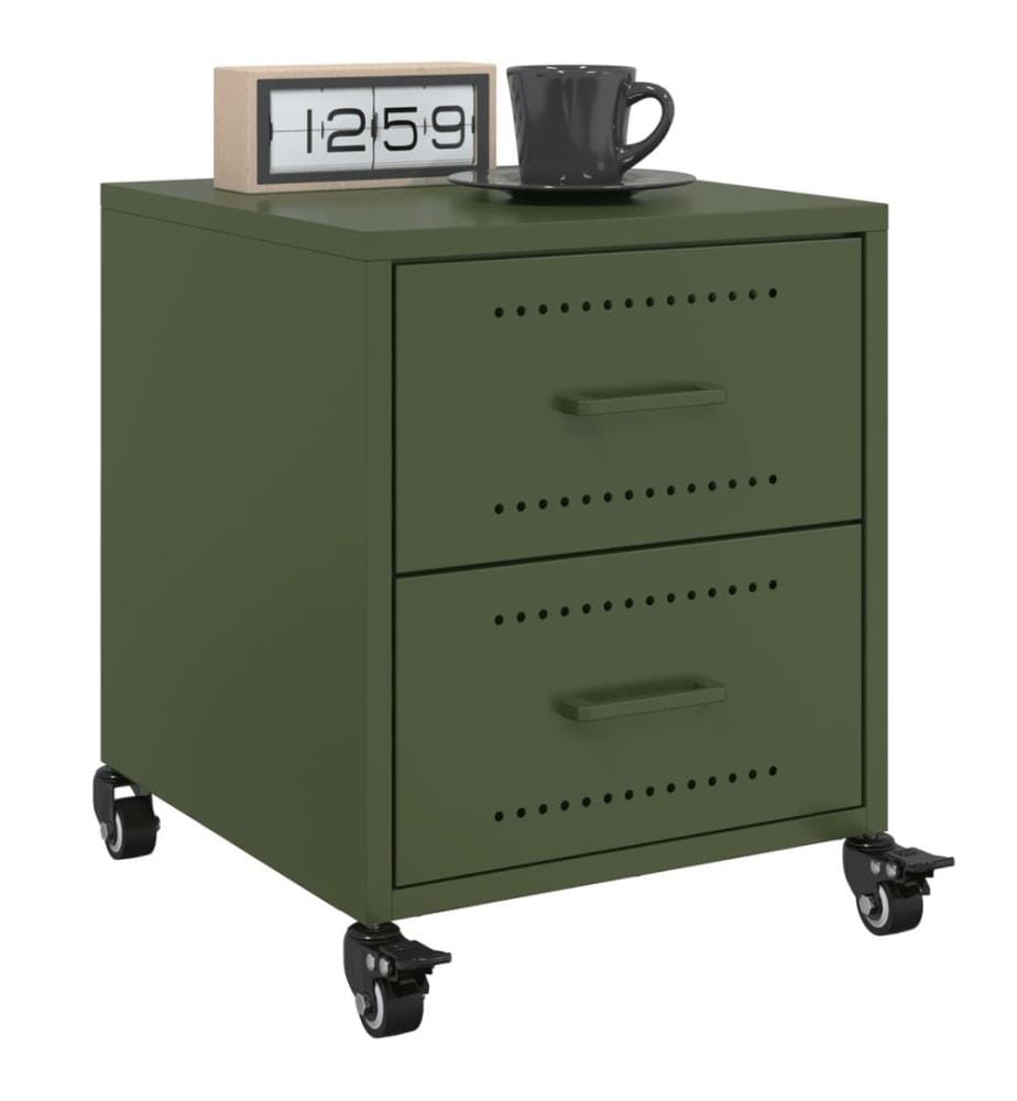 Tables de chevet 2 pcs vert olive 36x39x43,5 cm acier