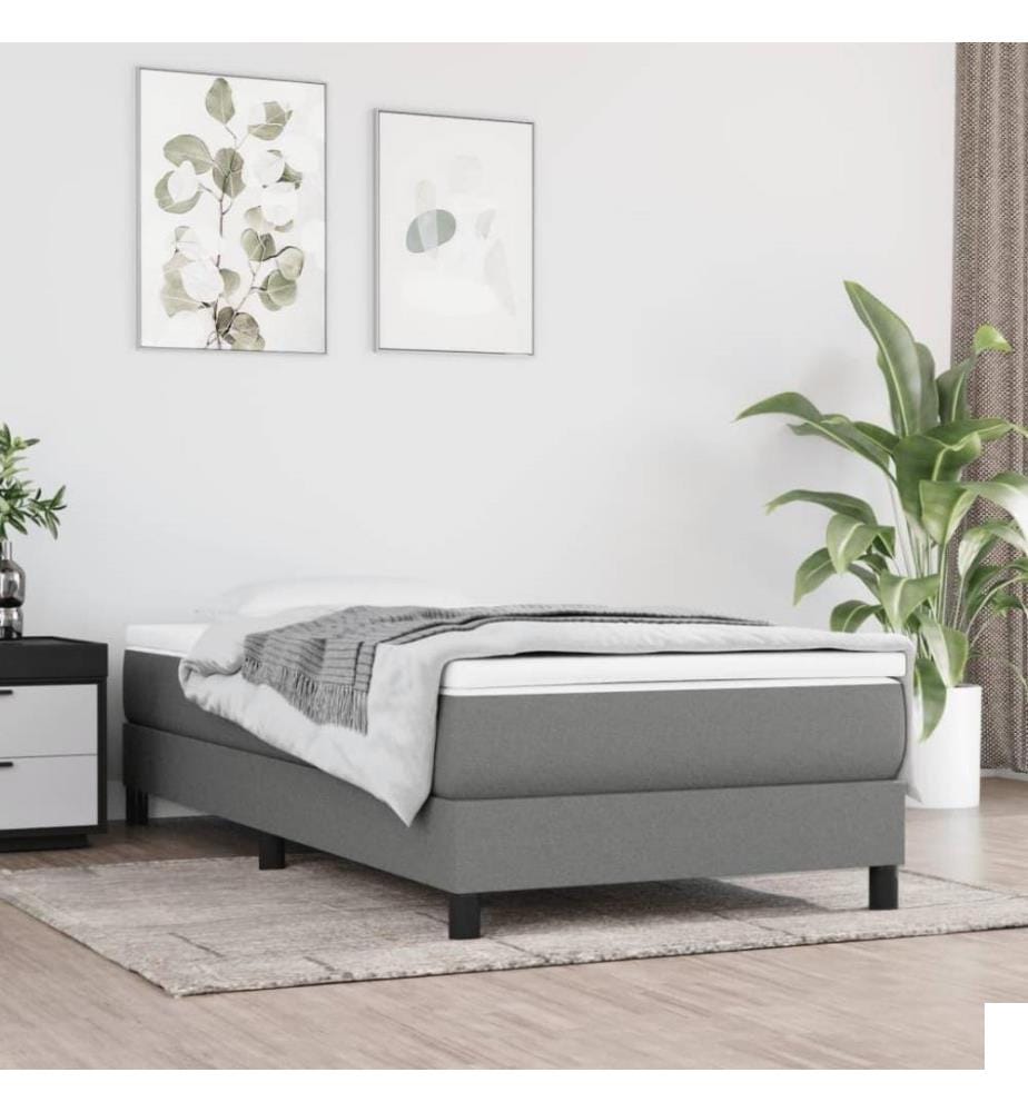 Lit à sommier tapissier avec matelas Gris foncé 80x200 cm Tissu