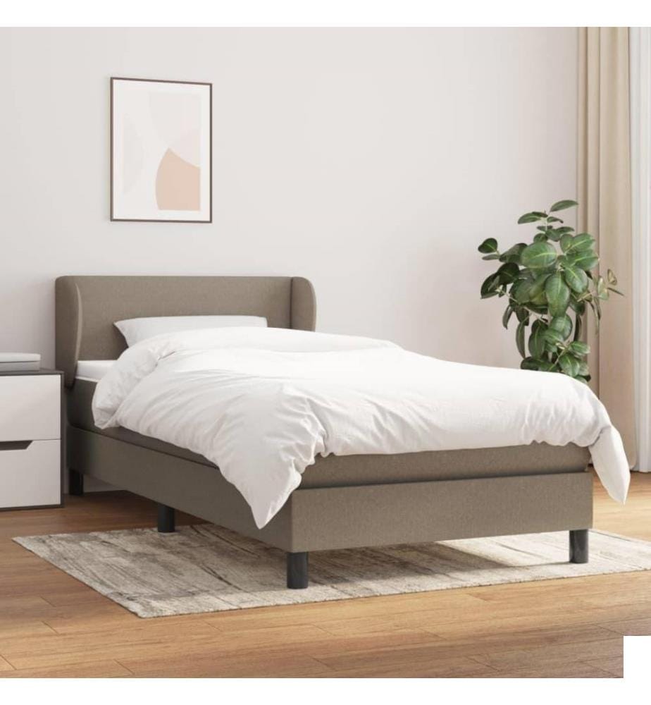Lit à sommier tapissier avec matelas Taupe 100x200 cm Tissu