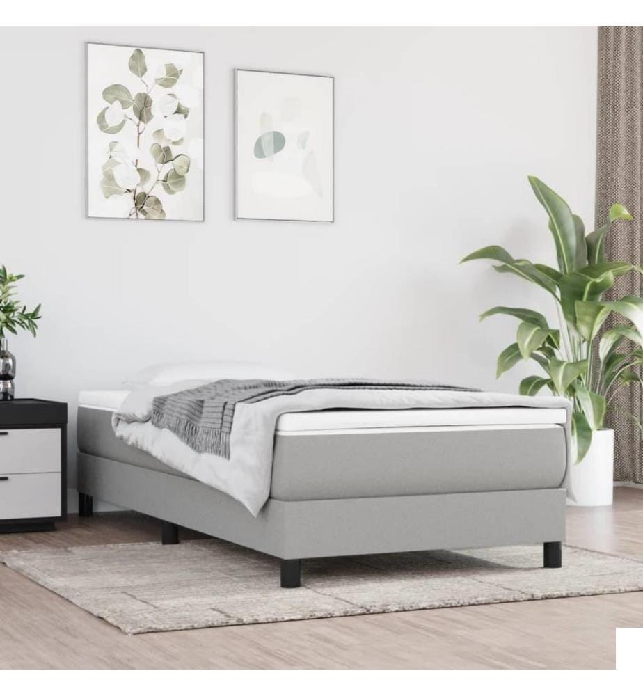 Lit à sommier tapissier avec matelas Gris clair 90x200 cm Tissu