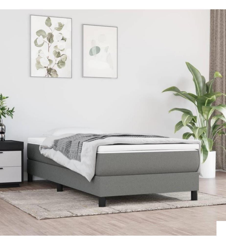 Lit à sommier tapissier avec matelas Gris foncé 90x200 cm Tissu