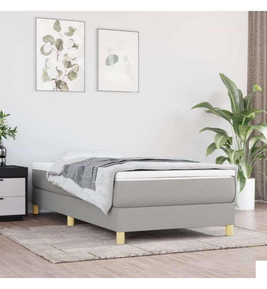 Lit à sommier tapissier avec matelas Gris clair 80x200 cm Tissu