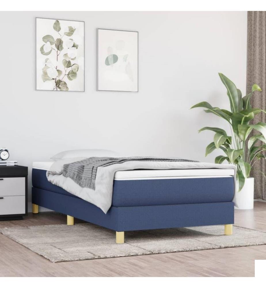 Lit à sommier tapissier avec matelas Bleu 80x200 cm Tissu