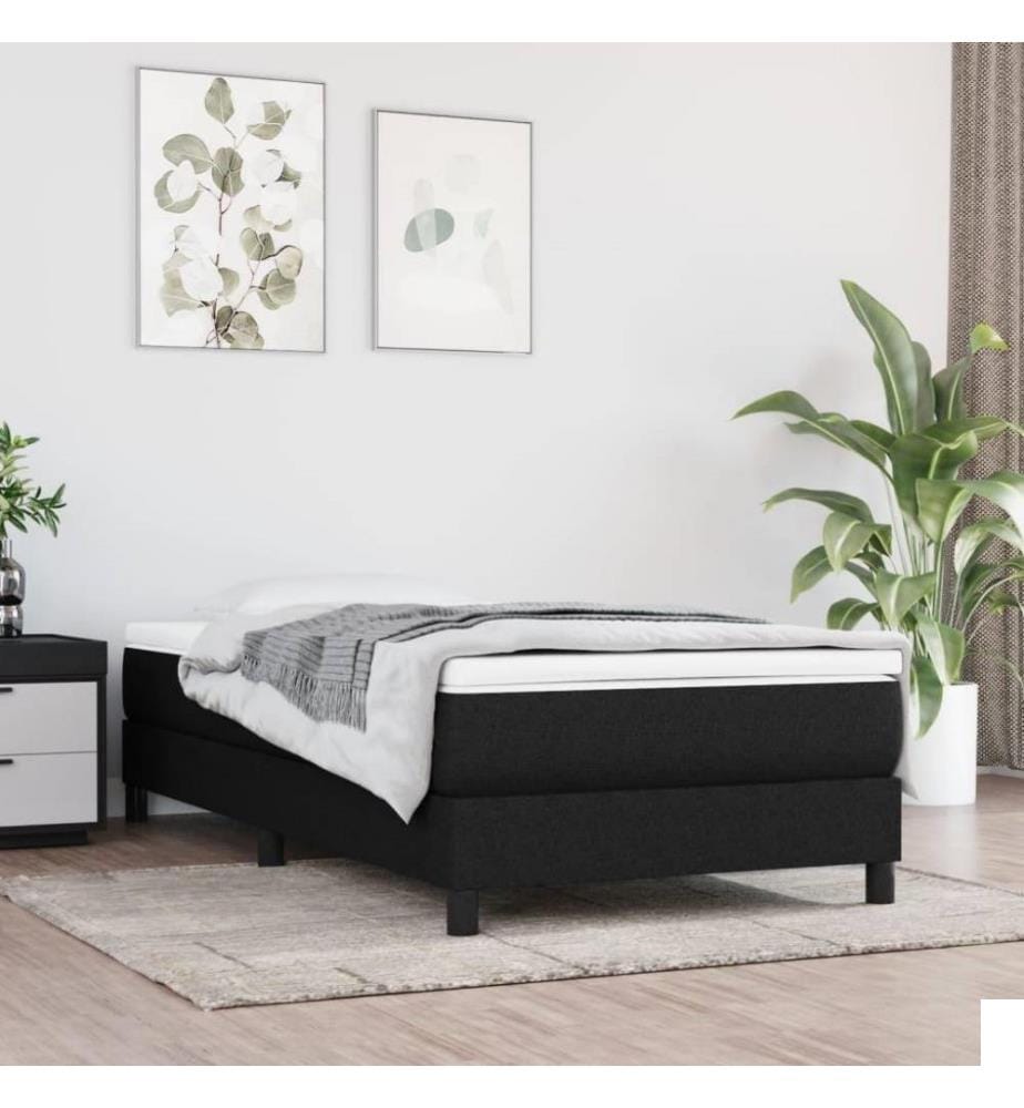 Lit à sommier tapissier avec matelas Noir 90x190 cm Tissu