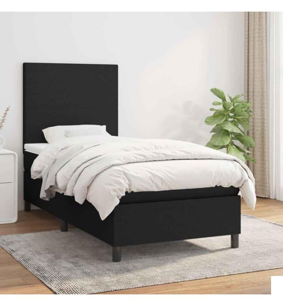 Lit à sommier tapissier avec matelas Noir 90x200 cm Tissu