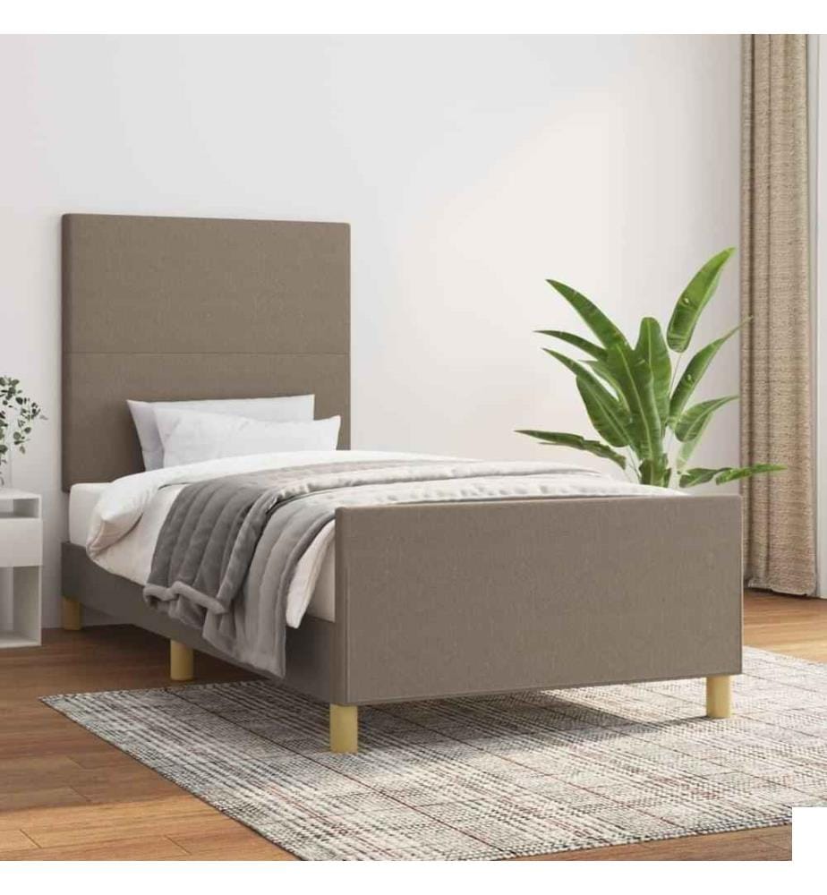 Cadre de lit avec tête de lit Taupe 90x190 cm Tissu