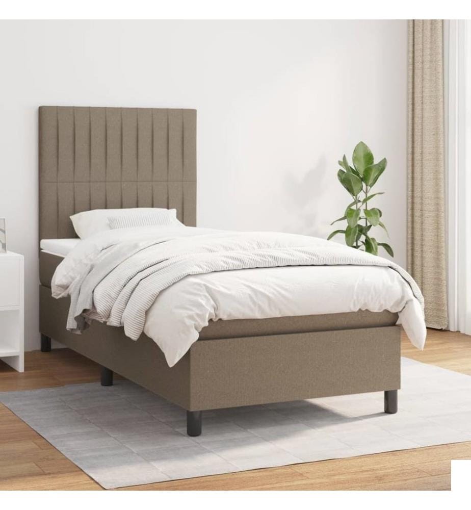 Lit à sommier tapissier avec matelas Taupe 90x190 cm Tissu