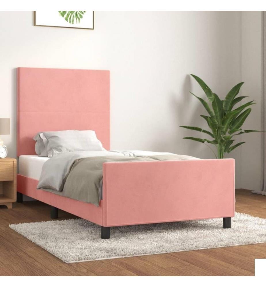 Cadre de lit avec tête de lit Rose 100x200 cm Velours