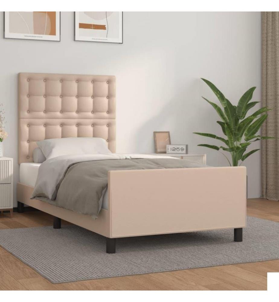 Cadre de lit avec tête de lit Cappuccino 100x200 cm Similicuir
