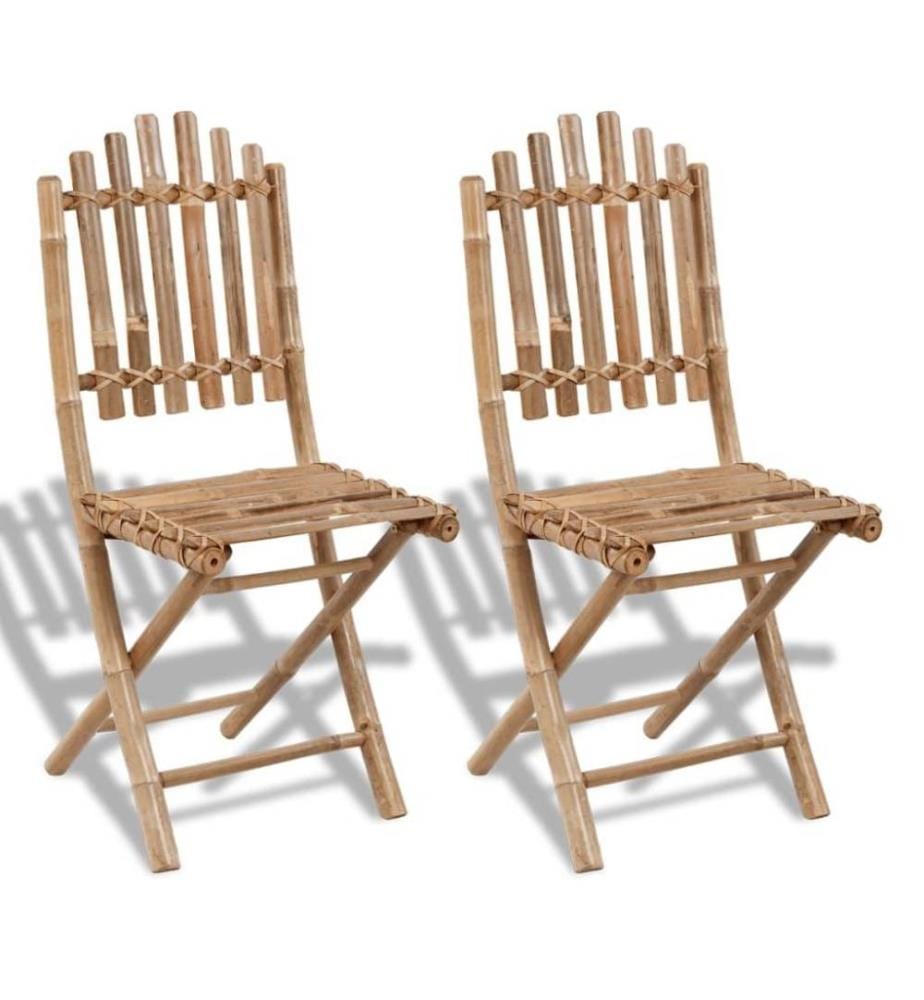 Chaises pliables de jardin 2 pcs Bambou