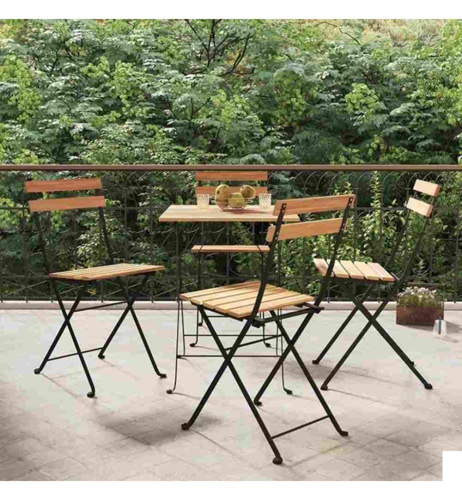 Chaises de bistrot pliantes 4 pcs Bois de teck solide et acier
